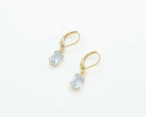 Aquamarine Emerald Cut Earrings