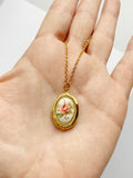Pink Rose Vintage Oval Locket
