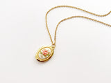 Pink Rose Vintage Oval Locket