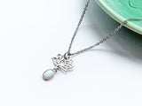 Opal Lotus Necklace - Silver