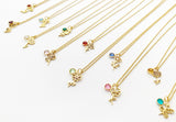 Birth Month Flower Necklace With Birthstone