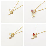 Birth Month Flower Necklace With Birthstone