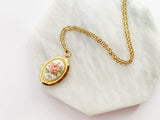 Pink Rose Vintage Oval Locket