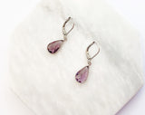 Amethyst Pear Earrings Silver