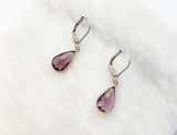 Amethyst Pear Earrings Silver