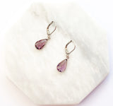 Amethyst Pear Earrings Silver