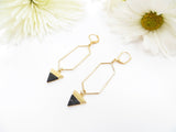 Howlite Long Earrings - Gold