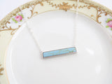 Turquoise Bar Necklace - Silver