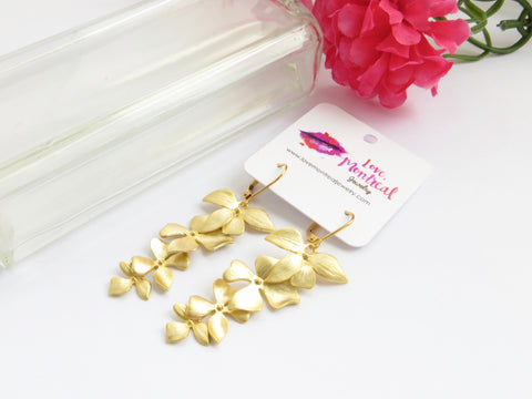 Gold Orchid Earrings