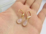Small Rose Pink Pear Earrings