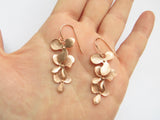 Rose Gold Cascading Orchid Earrings