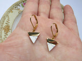 White Howlite Triangle Earrings