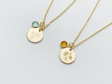 Birth Month Flower Necklace With Birthstone