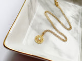 Mandala and Opal Necklace - Gold