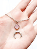 Rose Quartz Moon Necklace