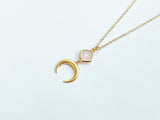 Rose Quartz And Moon Necklace