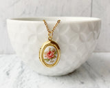 Pink Rose Vintage Oval Locket