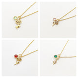 Birth Month Flower Necklace With Birthstone