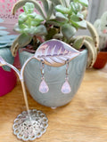 Pink Opal Pear Earrings - Silver