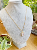 Rectangle Rose Quartz Necklace