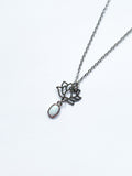 Opal Lotus Necklace - Silver