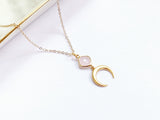 Rose Quartz And Moon Necklace