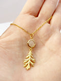 Oak Leaf Rose Quartz Necklace
