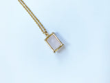 Rectangle Rose Quartz Necklace