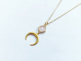 Rose Quartz And Moon Necklace