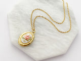 Pink Rose Vintage Oval Locket