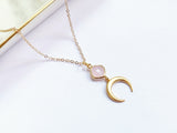 Rose Quartz And Moon Necklace