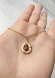 Amethyst Pear Pendant in Gold