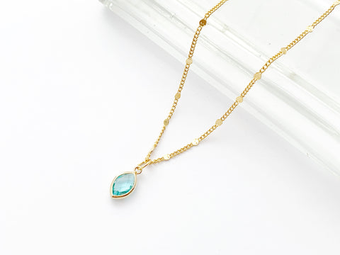 Aquamarine Baguette Cut 14k Gold Necklace by Camille Kostek