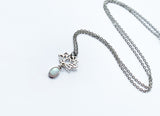 Opal Lotus Necklace - Silver