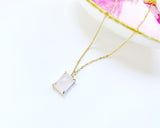 Rectangle Rose Quartz Necklace