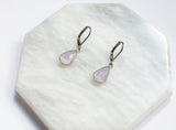 Pink Opal Pear Earrings - Silver