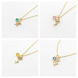 Birth Month Flower Necklace With Birthstone