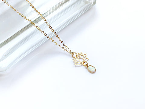 Opal and Lotus Necklace