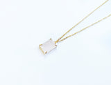 Rectangle Rose Quartz Necklace