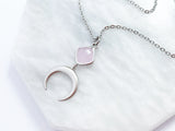 Rose Quartz Moon Necklace