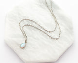 Dainty Opal Necklace - Silver