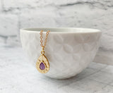 Amethyst Pear Pendant in Gold