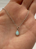 Dainty Opal Necklace - Silver