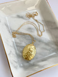 Oval Floral Locket in Gold