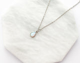 Dainty Opal Necklace - Silver