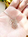 Hamsa and Quartz Necklace