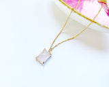 Rectangle Rose Quartz Necklace