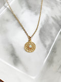 Mandala and Opal Necklace - Gold