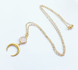 Rose Quartz And Moon Necklace