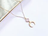 Rose Quartz And Moon Necklace